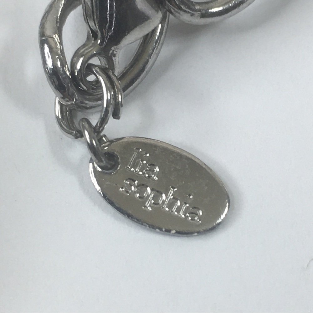 Lia Sophia Navy Blue Large Cabochon Pendant Necklace in Silver New with Tags 39" - Picture 4 of 5